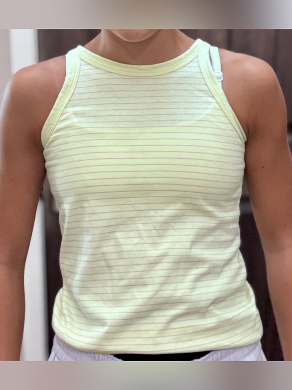 GAP Light Yellow Thin-Striped Ribbed Tank Top